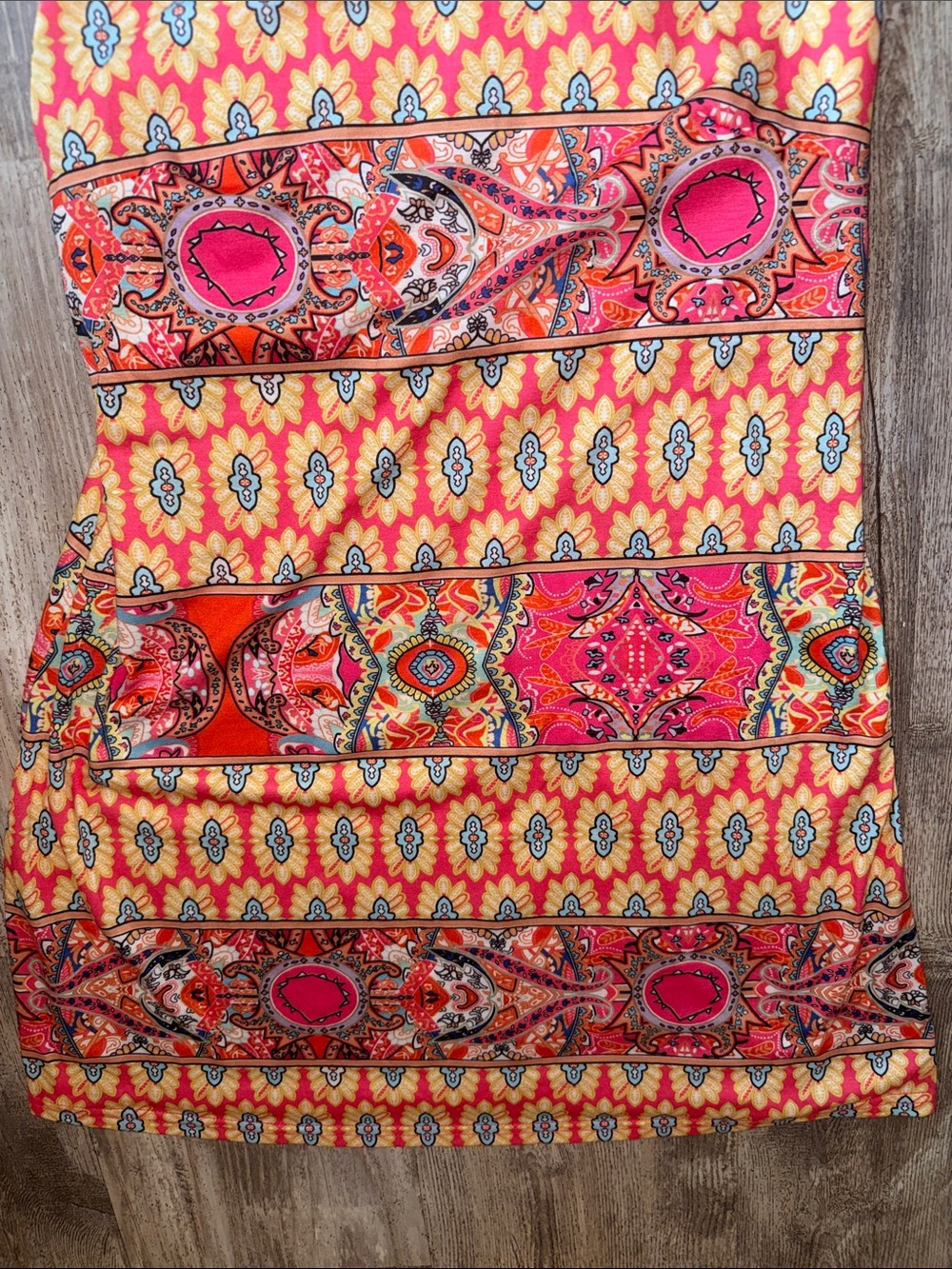 chic me Pink and Orange One-Shoulder Patterned Summer Dress - Picture 4 of 7